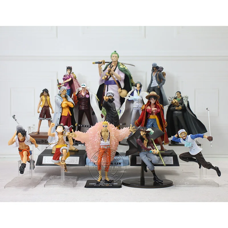 One Piece Action Figure Zoro Rufy Kuzan Law Sakazuki Doflamingo Perona Sir Crocodile Anime Model Ornament Bulk Toys