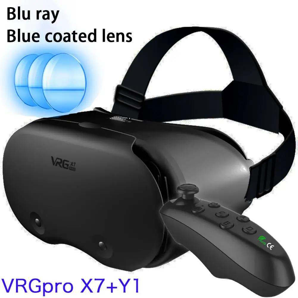 For VRG Pro X7 VR Glasses Blue Light Eye Protective Virtual Reality Helmet 3D Glasses For 5-7 Inches Smart Phone Android IPhone 
