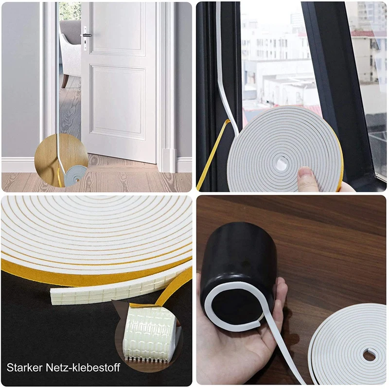 Door seal strip sealing strip tape waterproof tape window seal strip sealing tape sealing strip rubber door weatherstripping door weatherstripping door draft stopper Self Adhesive Foam Tape Door Window Seal Door Draught Excluder Weatherstripping 6Mm Wide X 3Mm Thick 3 Pcs Each