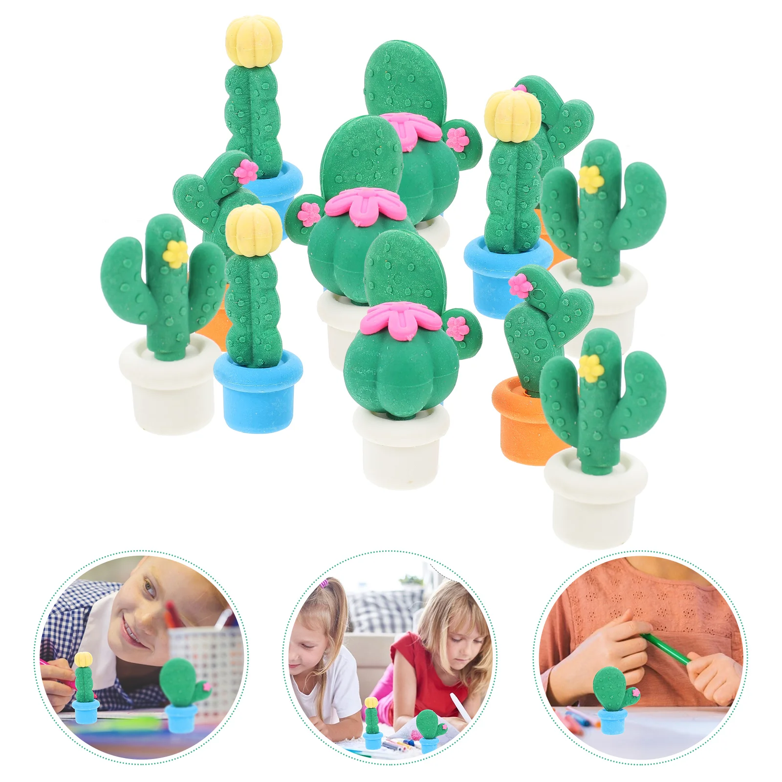 Cute Cactus Shape Eraser Student Learning Stationery for Child Creative Gift Kids Eraser Novelty Erasers Stationery