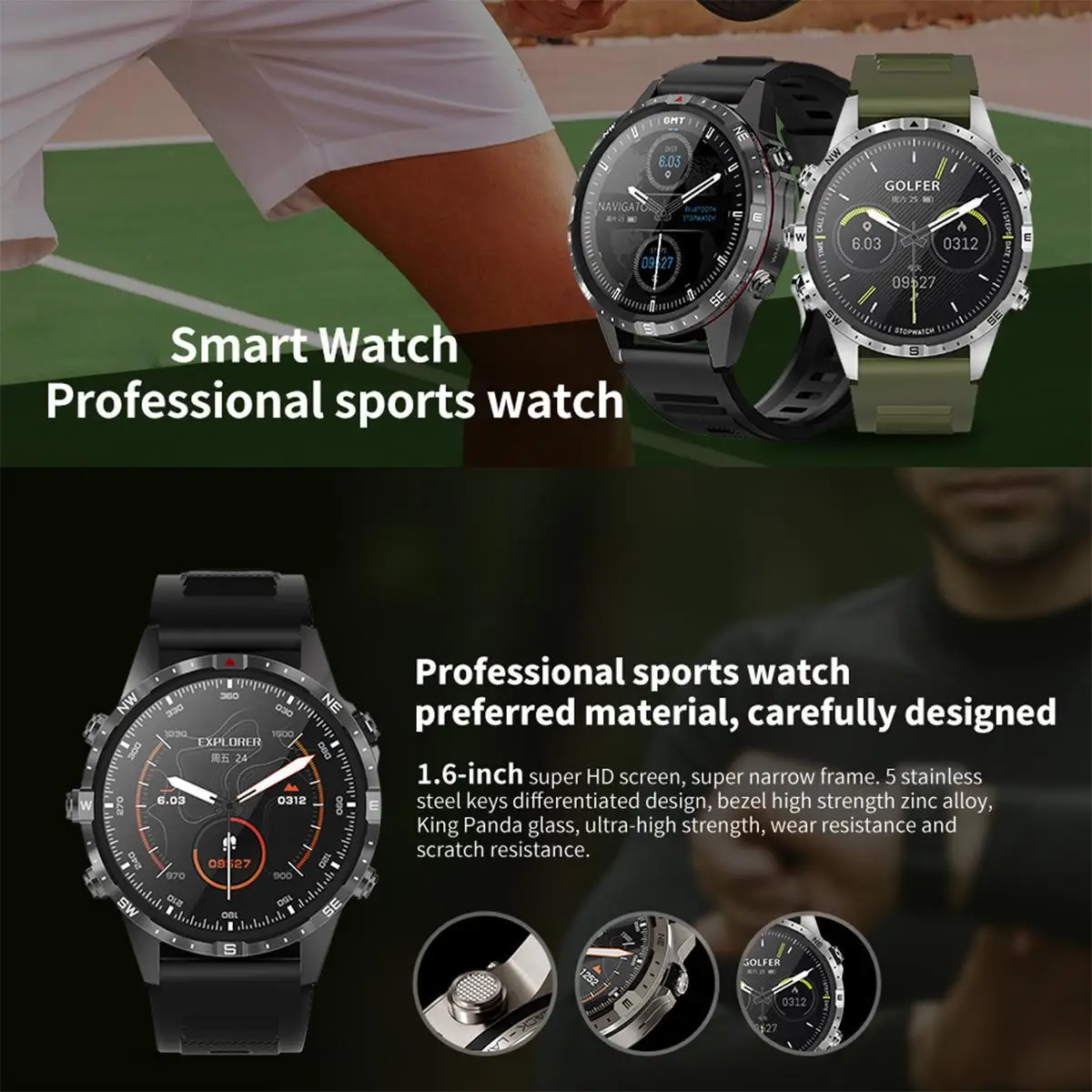 HAMTOD T45 1.6 inch Waterproof Smart Watch Support Bluetooth Call / Heart Rate / Blood Oxygen Monitoring / NFC Watch