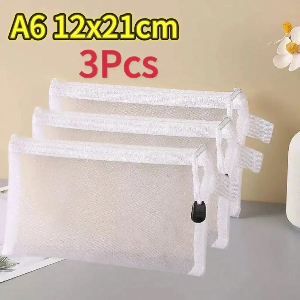 Set of Waterproof Mesh Zipper Pouches for Versatile Storage and Organization