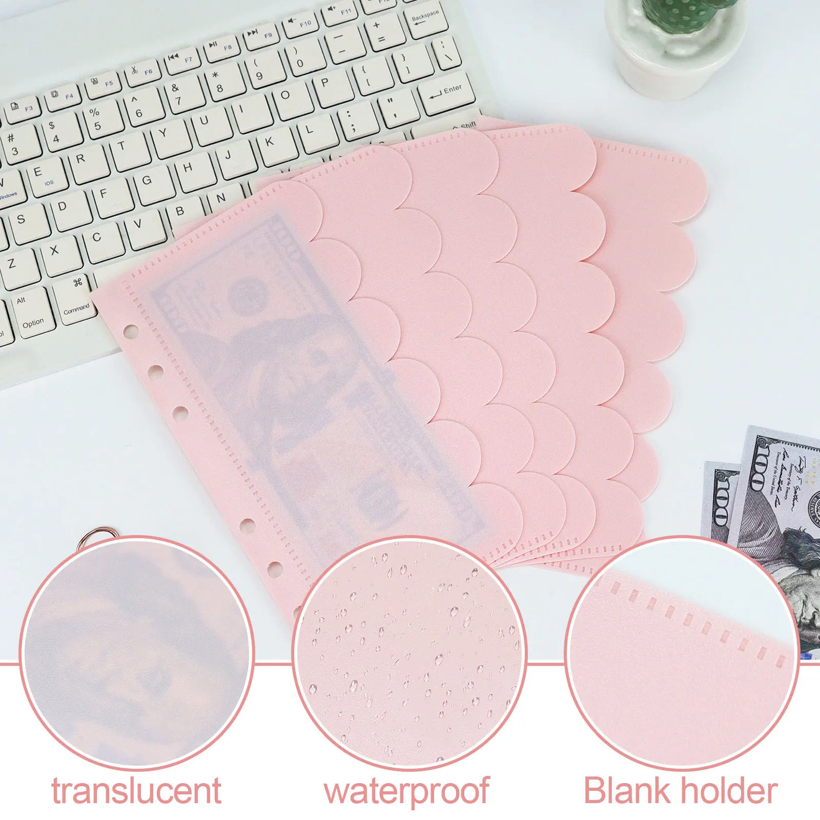 A6 New Color Petal Pockets Binder Folders for Notebook Divider Page Waterproof PP Leaf Document Filing Bag 3