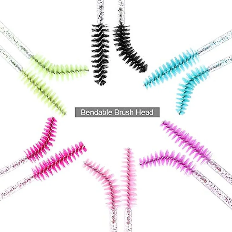 HUAZDS 300pcs Disposable Mascara Wands Eyelash Brush Spoolies for Eye Lash Extension, Eyebrow and Makeup Crystal Makeup Tools 6