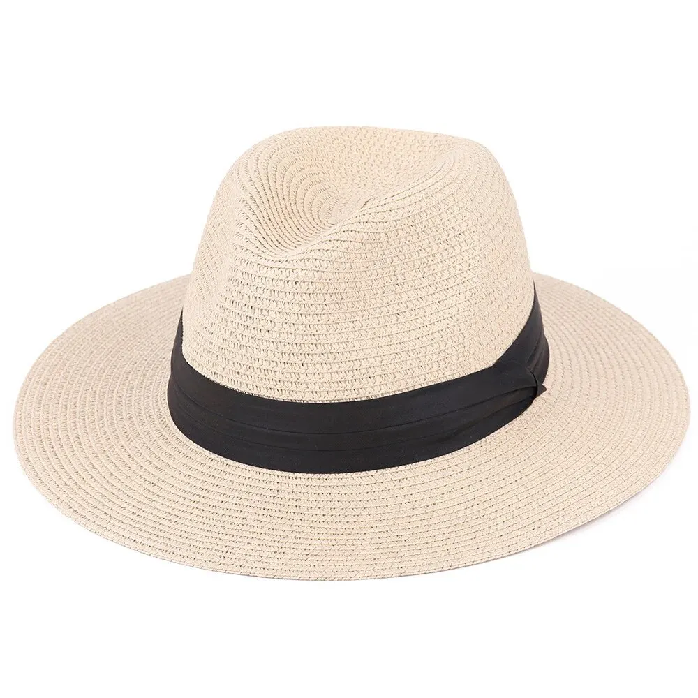 Straw Hat 1PC Summer Unisex Outdoor Vacation Beach Panama Style Flat Top