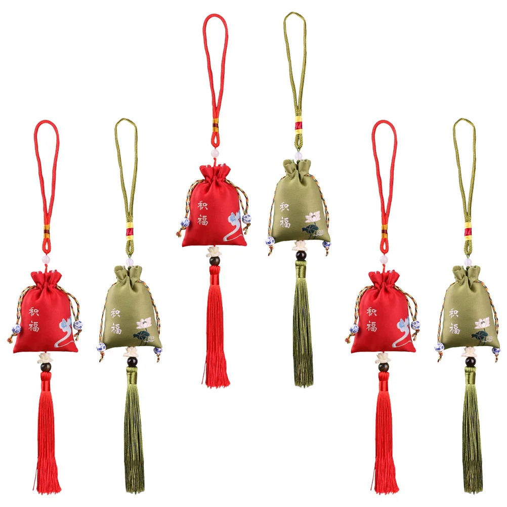 Stool Portable Embroidery Sachet Pouch Tassel Japanese-style Decor for Car Locket