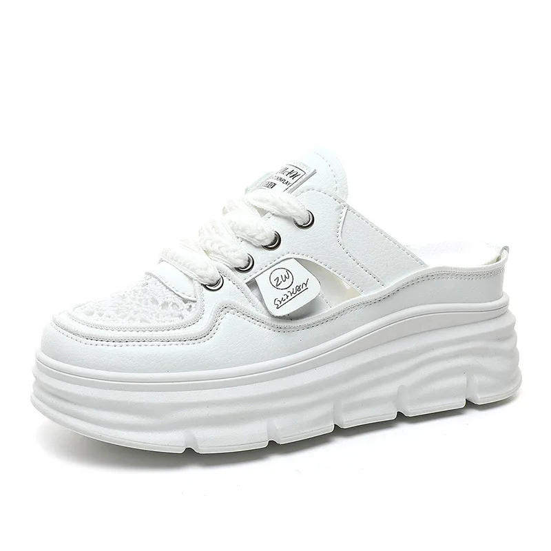 

Полутапочки Baotou, женская обувь, летняя новая Универсальная дышащая обувь, увеличенная рост, маленькая белая обувь