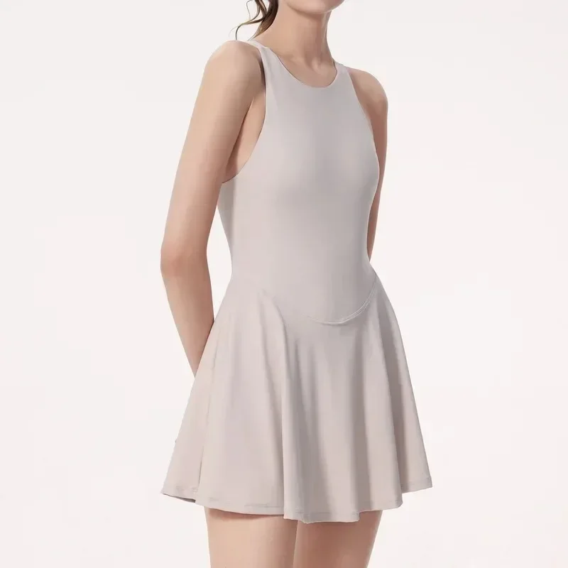 New Golf Tennis Dress All-in-one Yoga Suit Women Outdoor Sports Fitness Sleeveless Quick Drying Beautiful Back Training Dresses