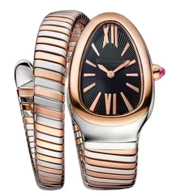 

Top Quality Popular Selling Women Lady Snake Quartz Watch Rose Gold Rome Stainless Steel Sapphire Dress Wristwatch