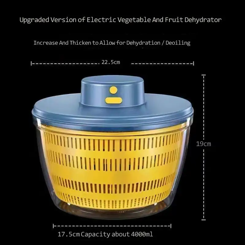 Vegetable Dehydrator Electric Quick Cleaning Dryer Fruit and Vegetable Dry and Wet Separation Draining Salad Spinner Home Gadget vegetable dehydrator