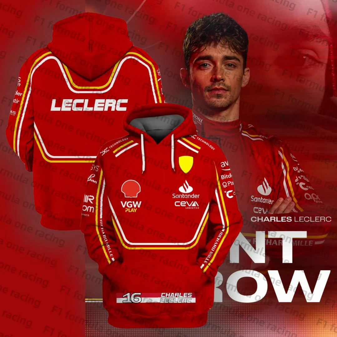 2024 Charles Leclerc Scuderia F1 Suits Felpa Con Cappuccio Formula One Racing Suit Thomas Sainz Felpa Con Cappuccio Fan Abbigliamento Moto Cycling Sui