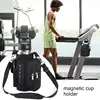 Magnetic Water Bottle Holder Gym Water Bottle Carrier Bag W/ Phone Pocket Handle Shoulder Strap 5 Built-in Magnets Water Bottle 5