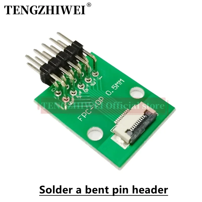 5PCS FFC/FPC adapter board 0.5MM-10P to 2.54MM welded 0.5MM-10P flip-top connector Welded straight and bent pin headers