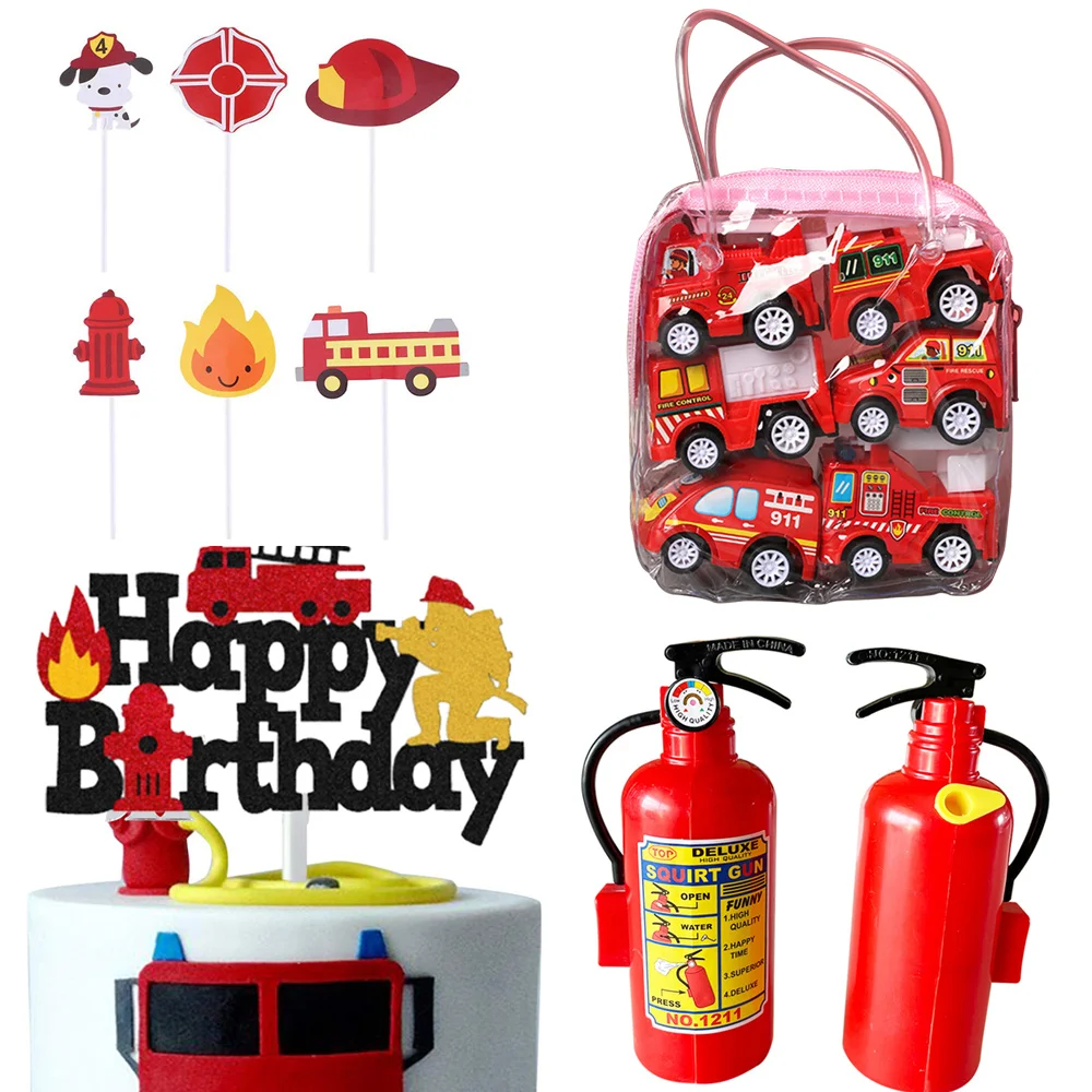 Pompiere buon compleanno torta Decor camion dei pompieri compleanno Cake  Topper ragazzi per camion dei pompieri festa a tema estintore giocattolo  regalo