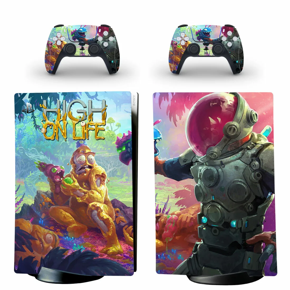 High On Life Ps5 Digital Skin Sticker Decalcomania Cover Per Console E 2 Controller Pelli In Vinile