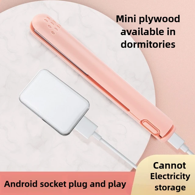 Brosse Lissante USB Mini Sans Fil, Portable, Fer à Friser et Lisser pour Cheveux Courts, Idéal pour Étudiants et Voyages en Dortoir 1