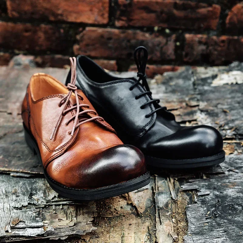 Retro men's casual leather shoes big head leather shoes spring autumn men's