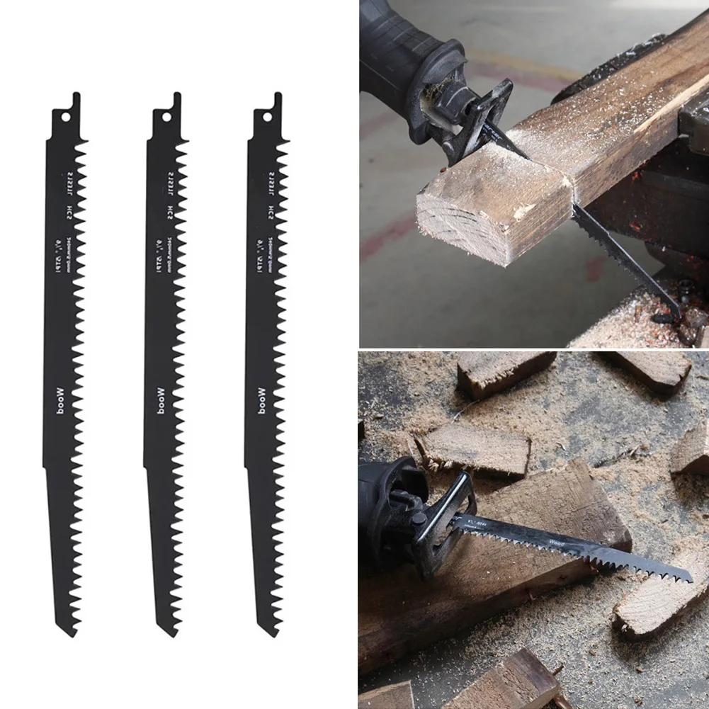 

3PCS S1531L HCS Reciprocating Saw Blade Wear Resistance Saw Blades For Cut Rough Wood Power Tool Fast Cut Saw Blades Black