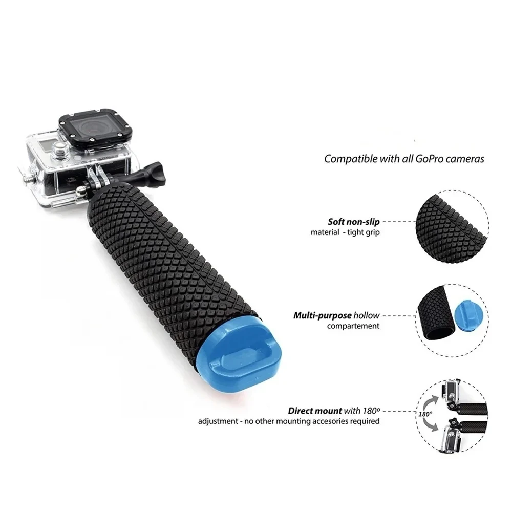 Support de poignée pour caméra d'action GoPro, blanc/noir, PVC durable