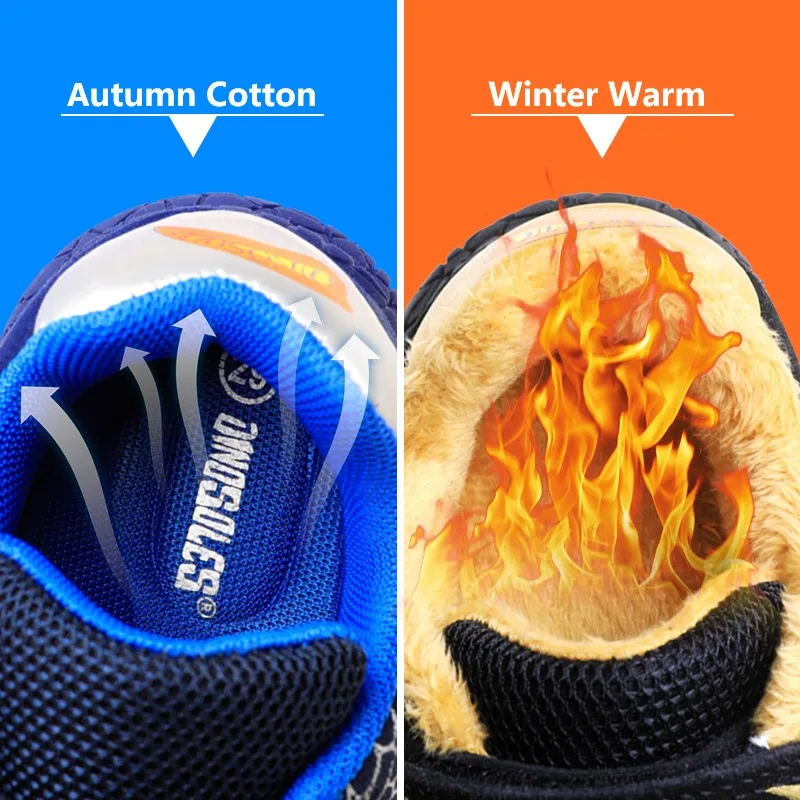 Children Shoes Autumn Mesh Boys Little Kids LED Eyes Light Up Winter Warm Outdoor Casual Sports Sneakers 26-31#