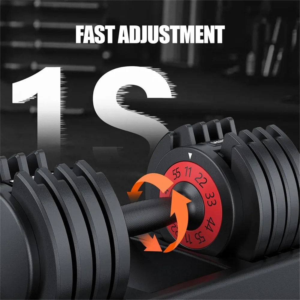 Adjustable Dumbbell 55LB Single Dumbbell 5 Weight Options Anti-Slip Metal Handle, Ideal Home Exercise Equipment