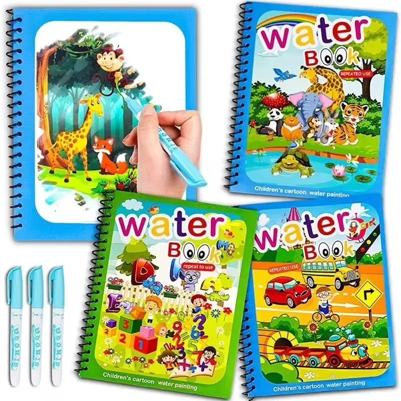 Drawing Coloring Books for Kids Magic Water Book with Pen 2 To 4 Years Old Children Learning Education Toy Baby Montessori Toys