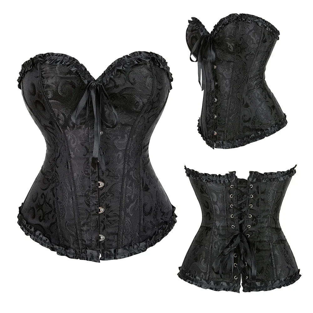 Description Picture 3 of itemCorsets Bustiers for Women Lace up Flower Print Corset Top Corselet Sexy Overbust Vintage Victorian Costume Plus Size Korsett