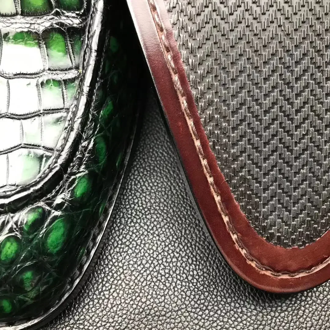 chue s men formal men crocodile leather shoes green color brush