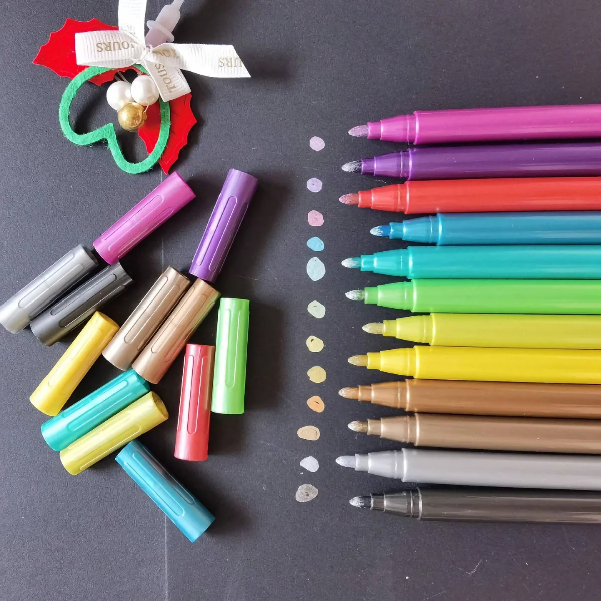 12pcs Wine Glass Markers, Non-Toxic Erasable Fine Tip Markers for Wine Bottles, Ceramic and Glasses. 2