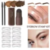Complete professional Eyebrow Powder Stamp Shaping Kit makeup brushes eyebrow paint eyebrow pencil Eye Brows Stencil 1