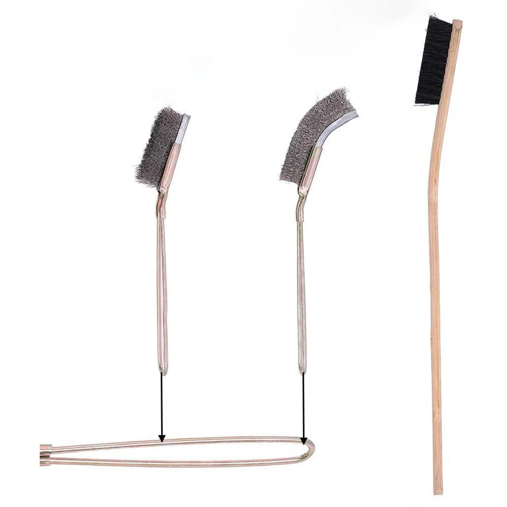 3Pcs Long Handle Bird Cleaning Brush 3 Sizes Bamboo And Stainless Steel Pets Cage Cleaning Brushes With Hanging Holes