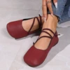 New Casual Flat Single Shoes Brand Designer Woman Square Toe Japanned Leather Flats Vintage Narrow Band Loafers Luxury Shoes 6
