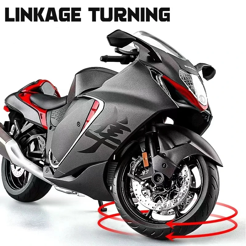 1:9 SUZUKI Hayabusa GSX-1300R Alloy Racing Motorcycle Model Diecast Metal Street Sports Motorcycle Model With Light Kid Toy Gift 2