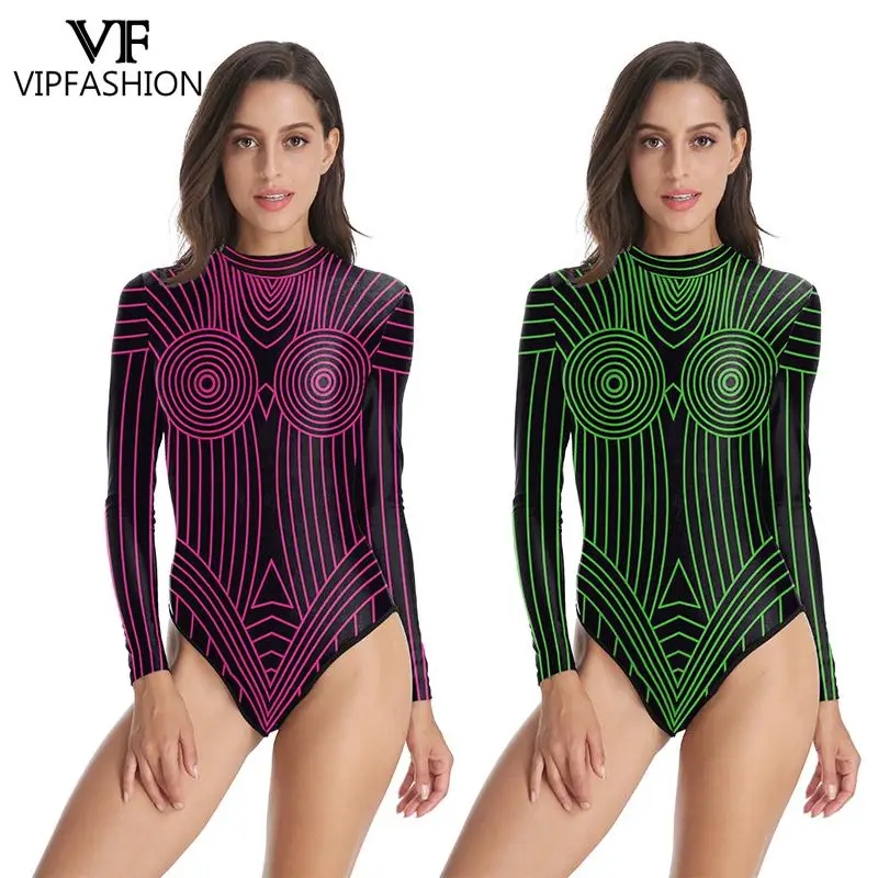 VIP FASHION Pink Green Geometry Bodysuit Lady Summer Swimwear Suit Party Show Cosplay Costume Woman Burnning Man Festival Outfit