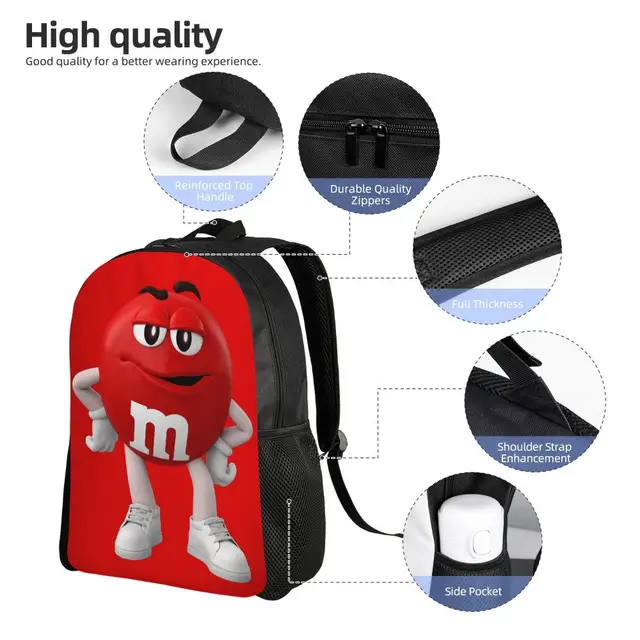 M&M Candy Characters Logo Laptop Backpack Men Women Fashion Bookbag for  College School Students Cartoon Chocolate Bag - AliExpress