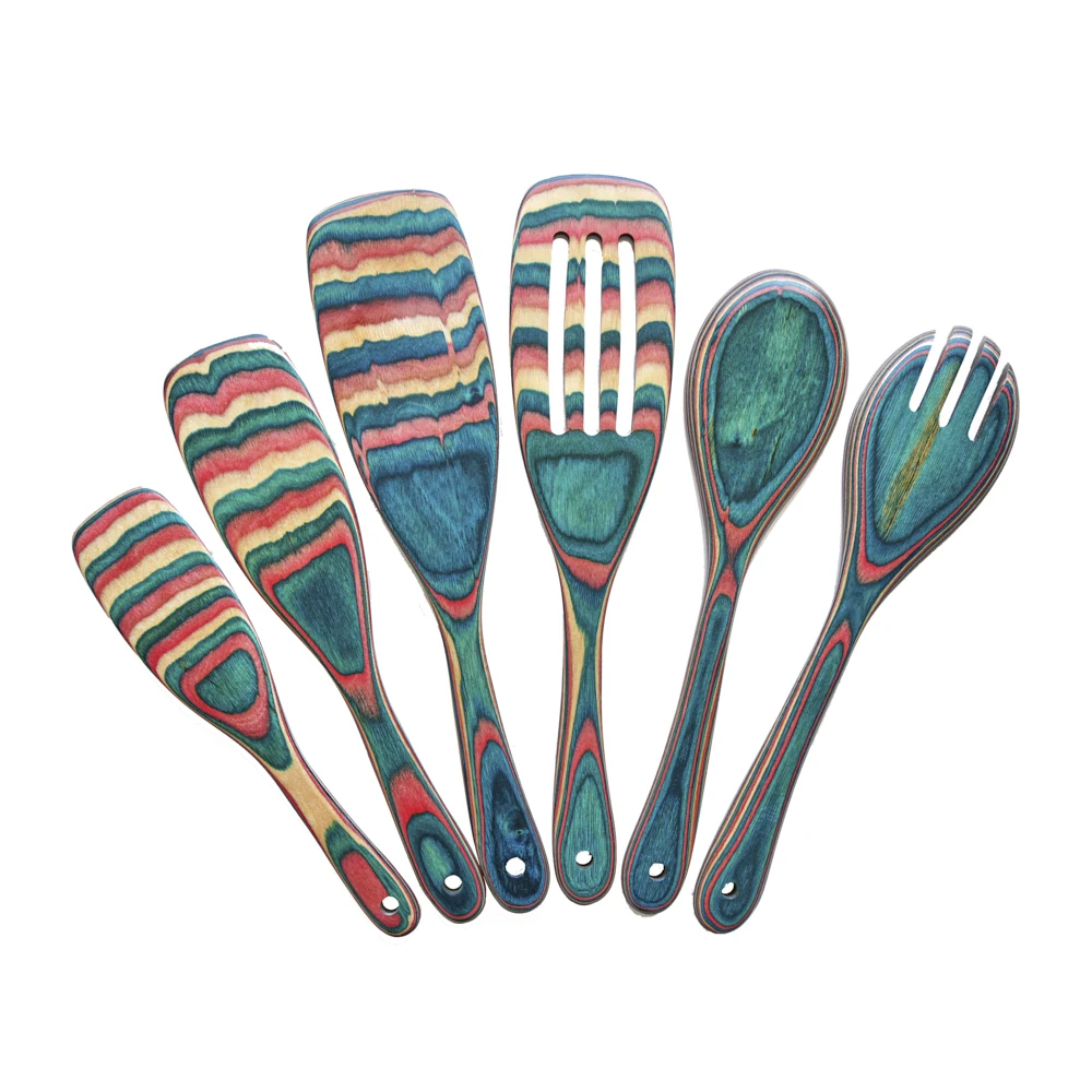 IK Color Wood Tableware Spoon Rice Colander Soup Skimmer Cooking Soup Spoons Scoop Kitchen Set Tool