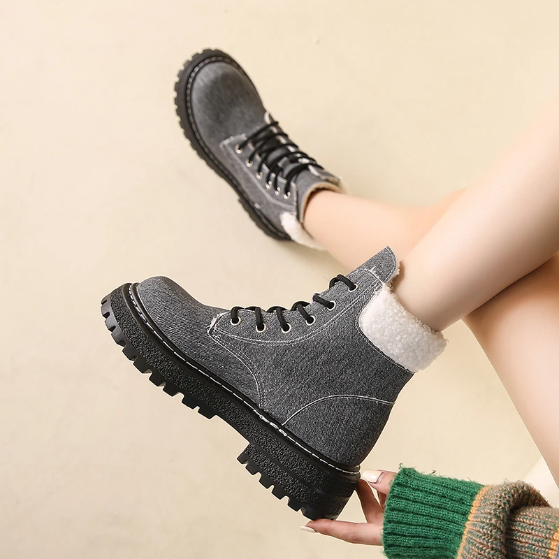 

Модные ботильоны из искусственной кожи, лидер продаж 2023, женская обувь на устойчивом каблуке, зимние женские ботинки со шнуровкой и круглым носком на среднем каблуке