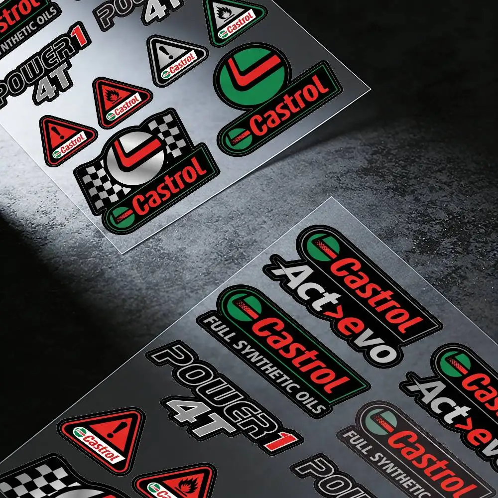 캐스트롤 유니버설 다목적 반사 방수 스티커 자동차 자전거 헬멧 머그컵 냉장고 장 스크래치 커버