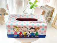 Snoopy New Cartoon PU Tissue Box Tissue Cover Car Removable Tissue Box Storage Box 2
