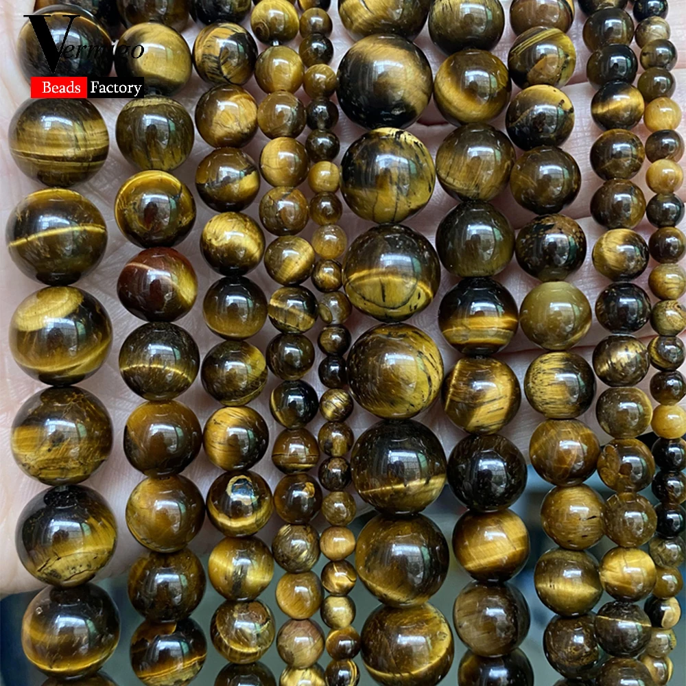 thumbnail image 1 of Cuentas de piedra natural de 4, 6, 8 y 10 mm, lava, amazonita, ágata, amatista, turmalina, cuentas redondas para hacer joyas, pulseras de bricolaje, 1 of 5