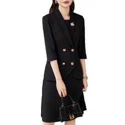 Elegant Blazer Dress Suits Women Business Work Uniform Office Lady Professional Two Piece Set Suit Dress Female Fashion 2024