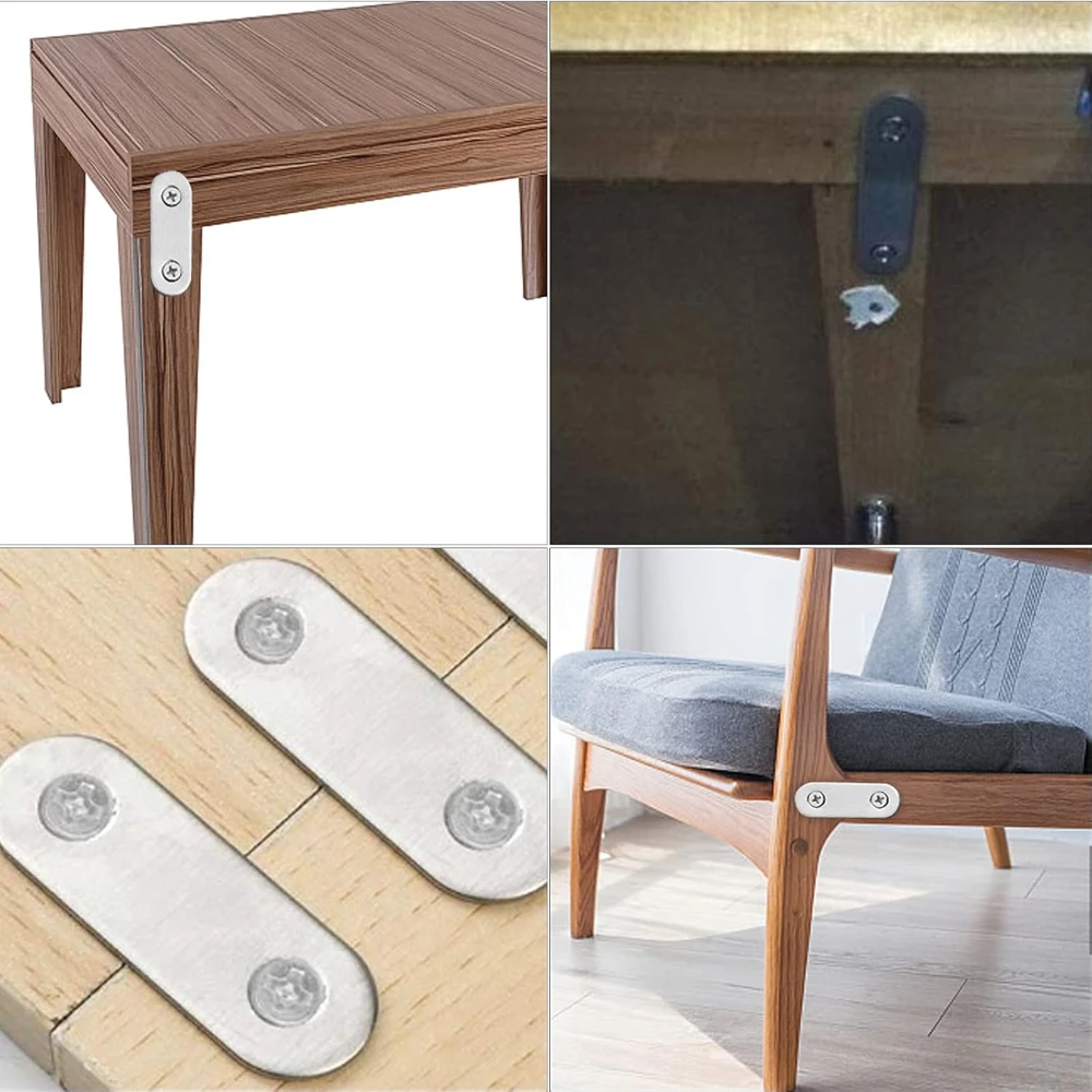 Stainless Steel Corner Bracket Furniture Repairing Fixing Joining Plate Connector Cabinet Shelves Flat Straight Brace 30/10PCS