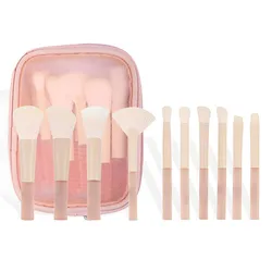 Luxury Ultra - Soft Fiber Makeup Brush Collection with Powder, Stippling, and Blush Brushes (Mini  Pink 10Pack)