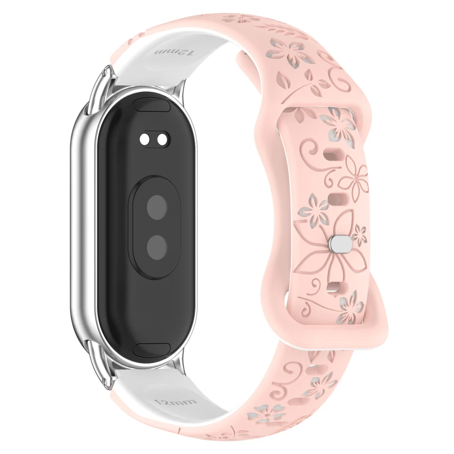 Silicone 3D Engraved Flower Bracelet - Breathable Watchband Strap