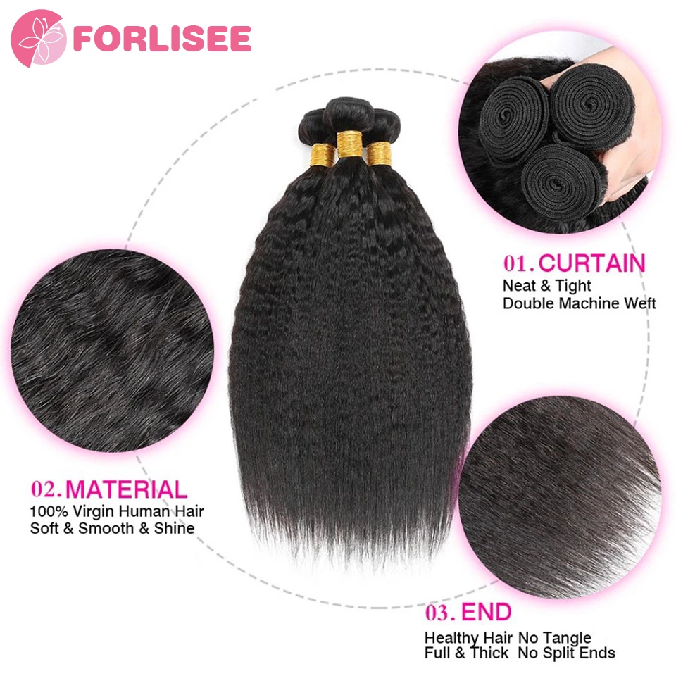Synthetic Kinky Straight Peruvian Hair Weave Bundles Heat-resistant chemical fiber Bundles Extensions for Women Coarse Yaki Weft