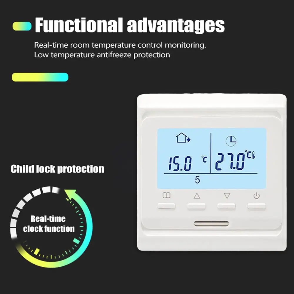 цена Thermostat Digital Room Thermostat Underfloor Heating Flush Touchscreen Low Adjustable Controller Mount Energy LED Emperatu Y8X3