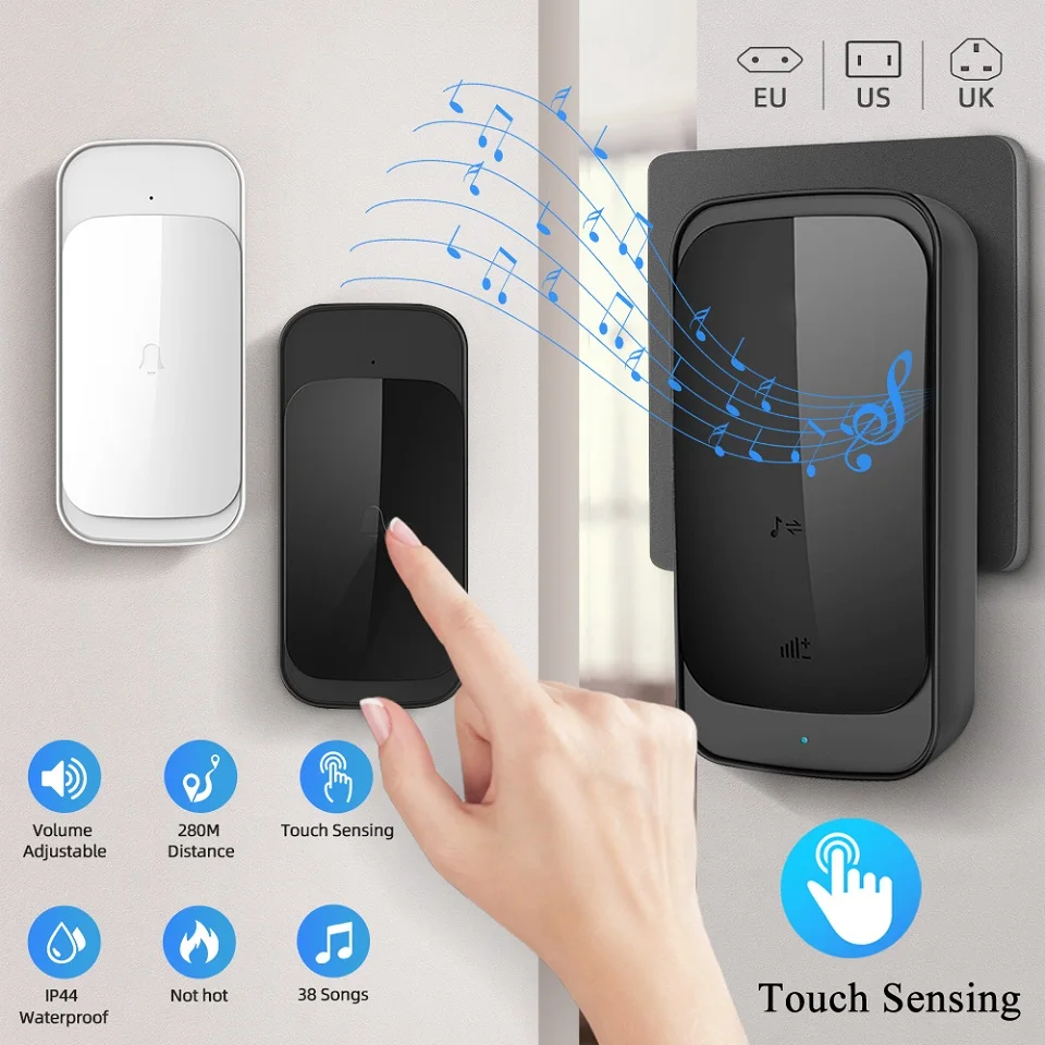 touch screen intercom Awapow Wireless Waterproof Doorbell 58 Chords House Welcome Chimes Receiver Smart Security Home Outdoor Touch Sensing Door Bell bticino intercom