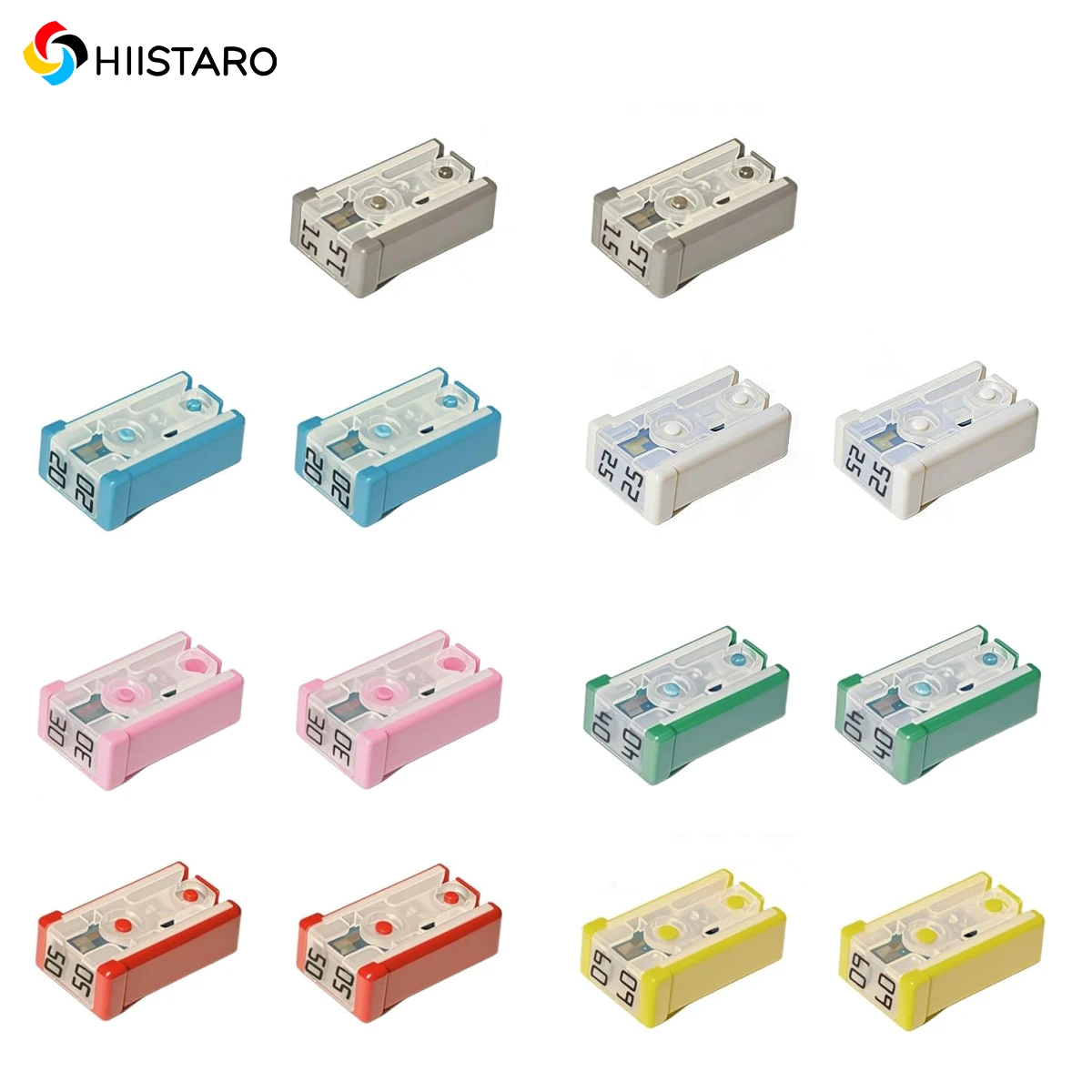14/28Pcs Slotted Car 15A 20A 25A 30A 40A 50A 60A 32V Mini Shape Cassette Fuse Kit