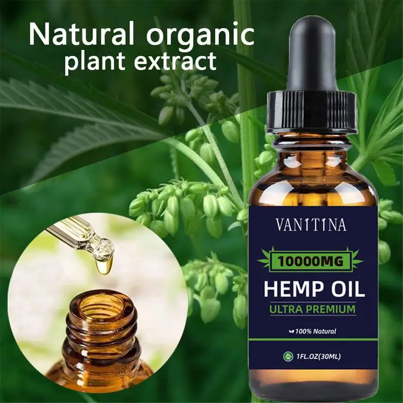 

New 30ml 10000mg Natural Hemp Drops Oil Organic Pure Essential Oil Herbal Drops Body Relieve Stress Oil Help Sleep Oil