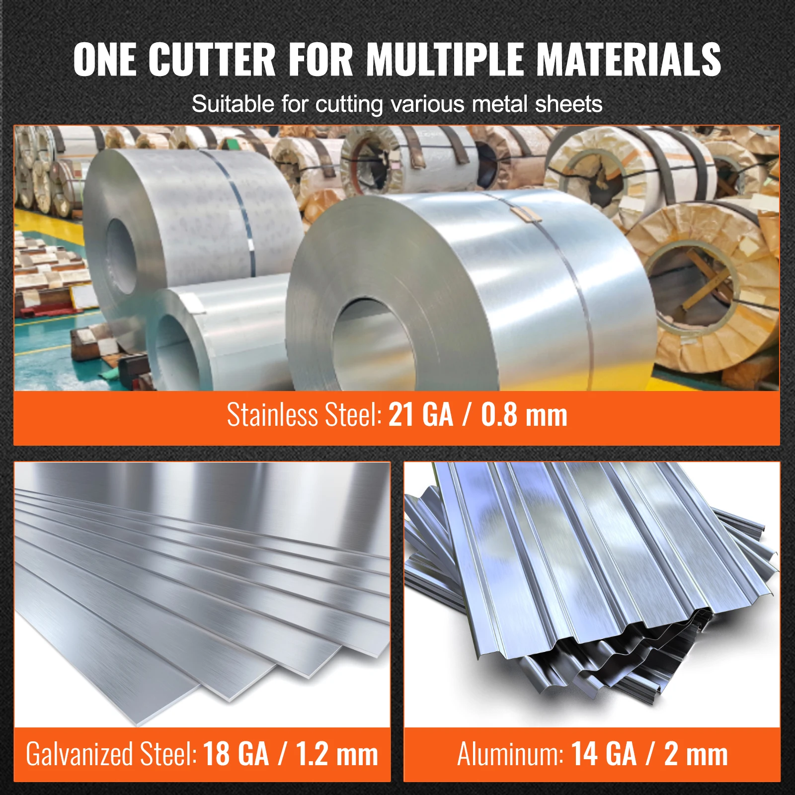 VEVOR Metal Cutter Drill Attachment Metal Shears Attachment with 360 Degree Pivoting Head for Cutting Max 21 GA 6